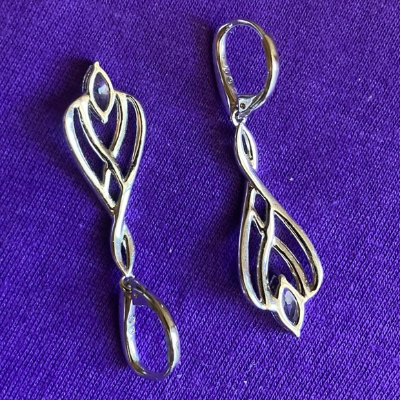 Silver Fashion Elegant Earrings with Cubic Zirconium - Picture 4 of 7